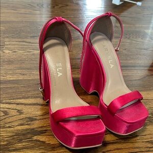 ELA Women's Vibrant Pink Platform Sandals